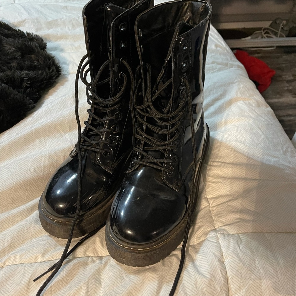 Black combat boots